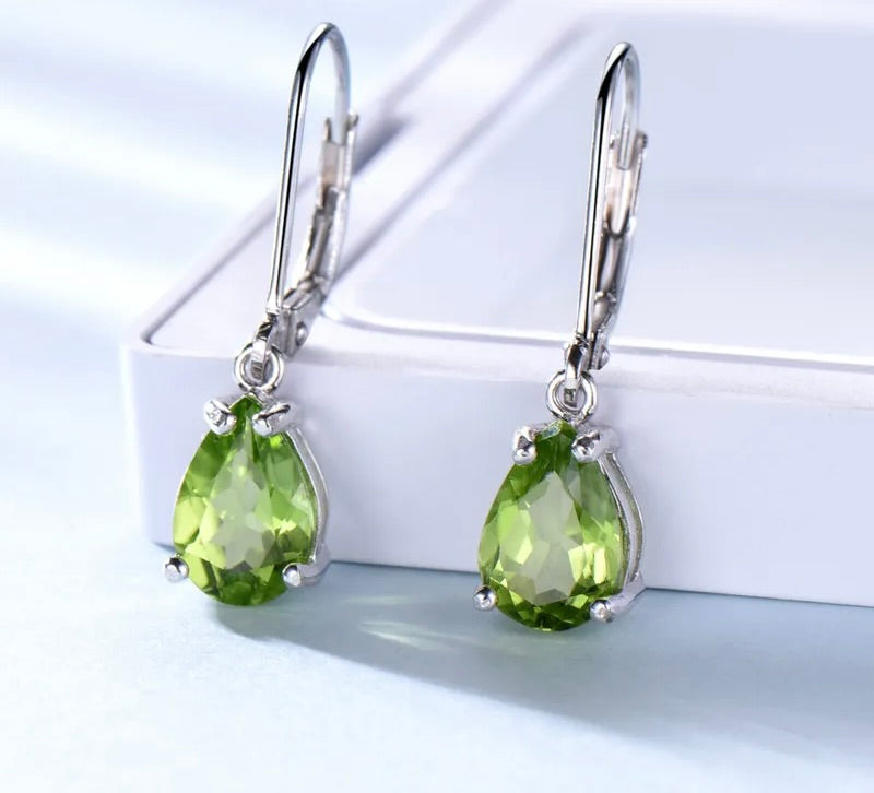 925 Sterling Silver Stud Earrings With Peridot Gemstone