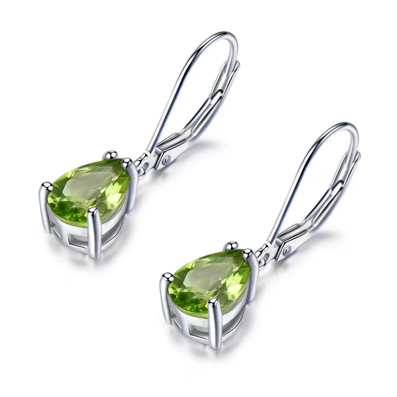 925 Sterling Silver Stud Earrings With Peridot Gemstone