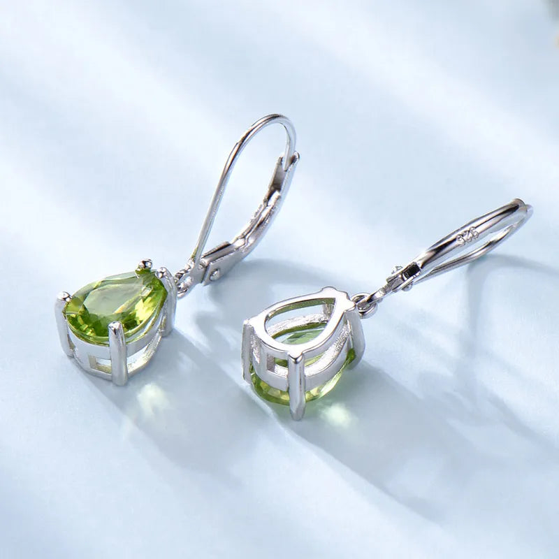 925 Sterling Silver Stud Earrings With Peridot Gemstone