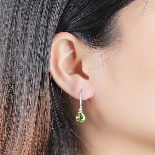 925 Sterling Silver Stud Earrings With Peridot Gemstone